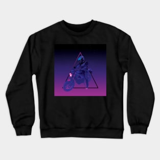 Biker on motorcycle Synthwave style Crewneck Sweatshirt